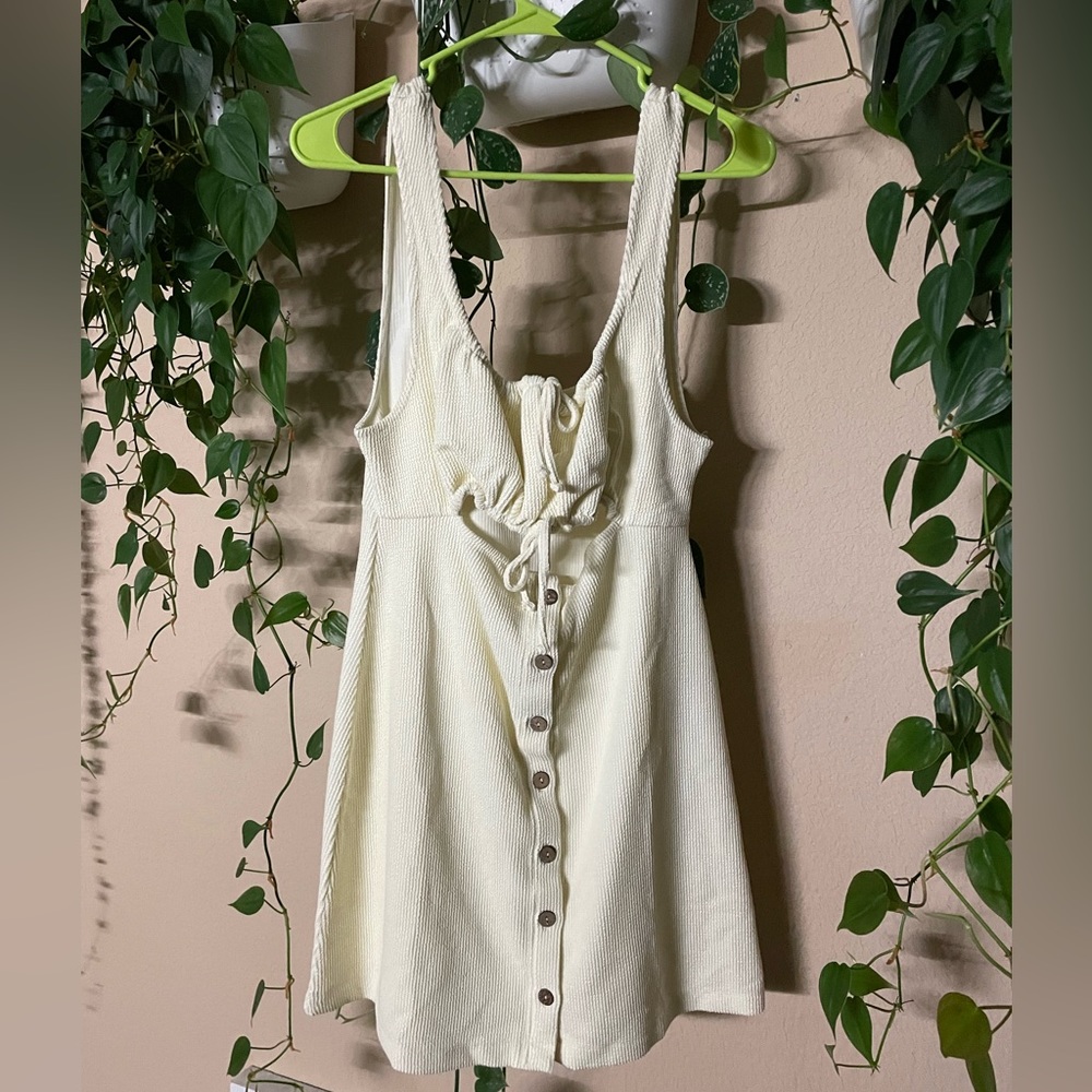 FP Beach Ivory Ribbed Beach Mini Dress